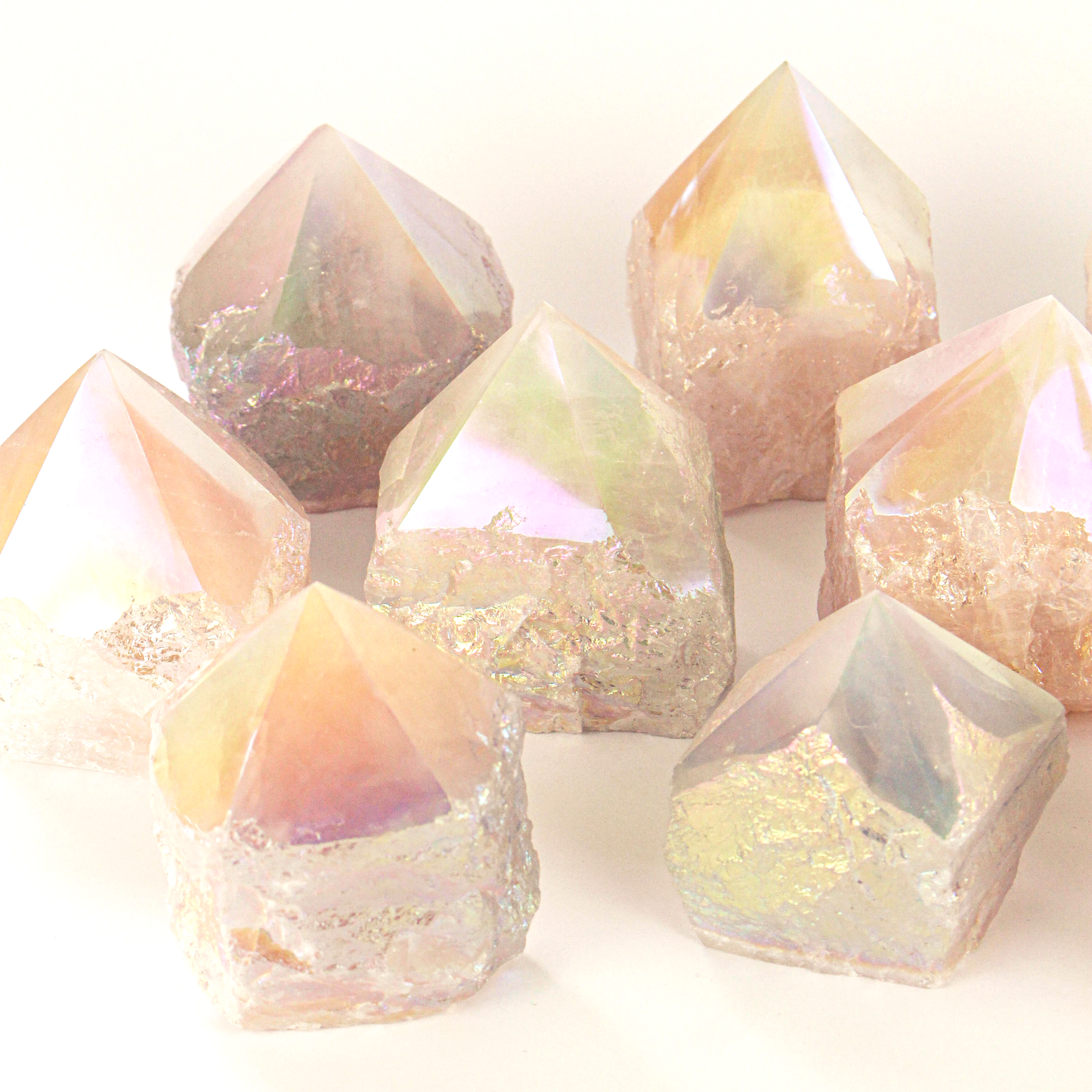 SEMI-POLISHED POINTS AURA ROSE QUARTZ