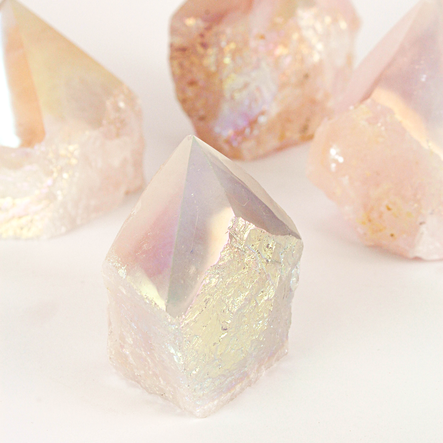 SEMI-POLISHED POINTS AURA ROSE QUARTZ