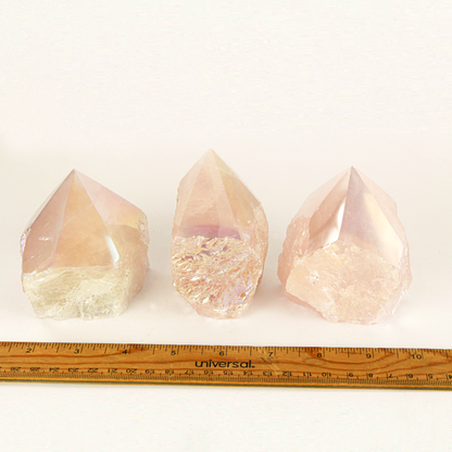 SEMI-POLISHED POINTS AURA ROSE QUARTZ